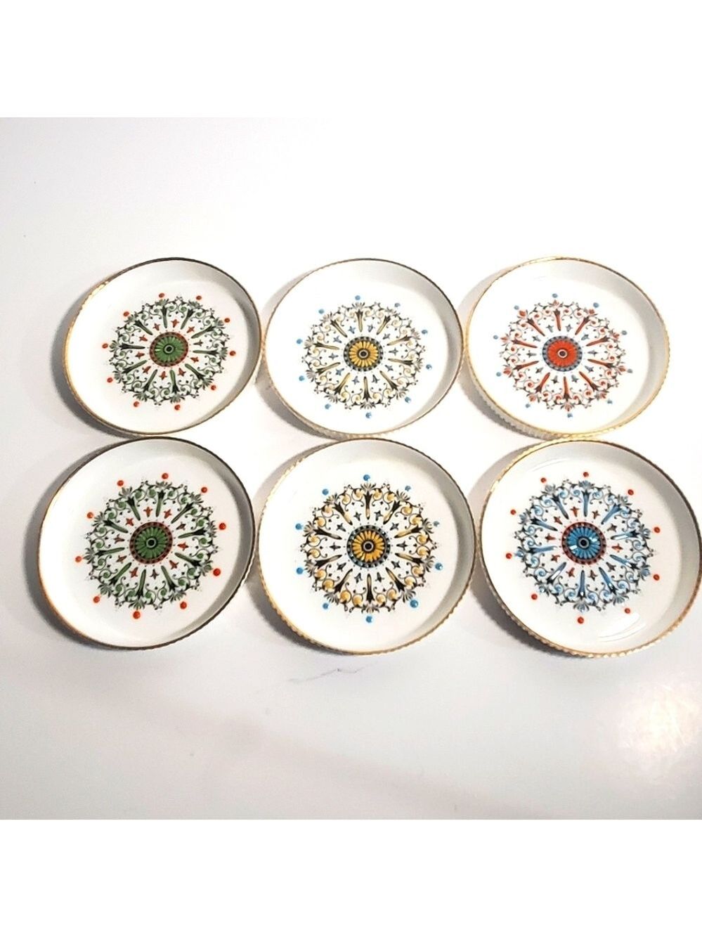 ROYAL WORCESTER Set of Six Bone China Decorative Coasters with Medallion Pattern
